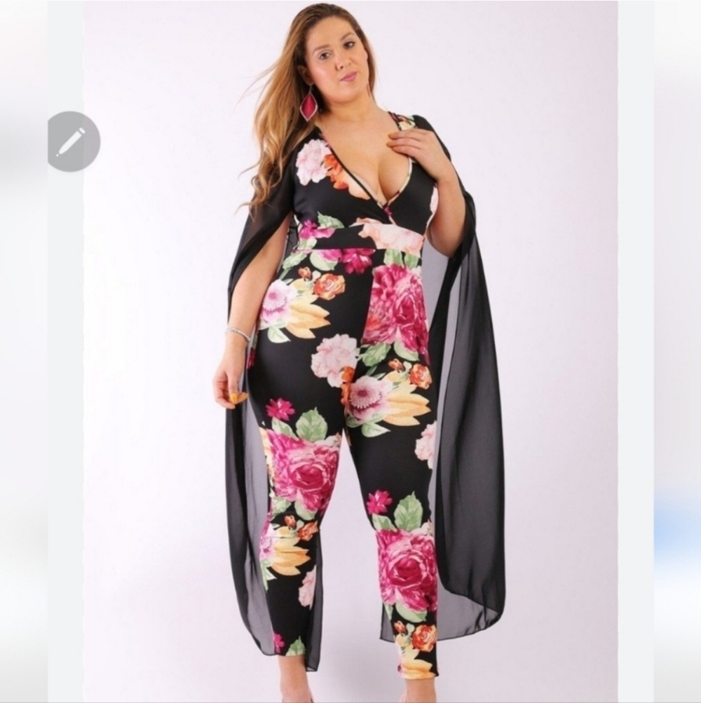 Findme plus angel sleeve jumpsuit 3x